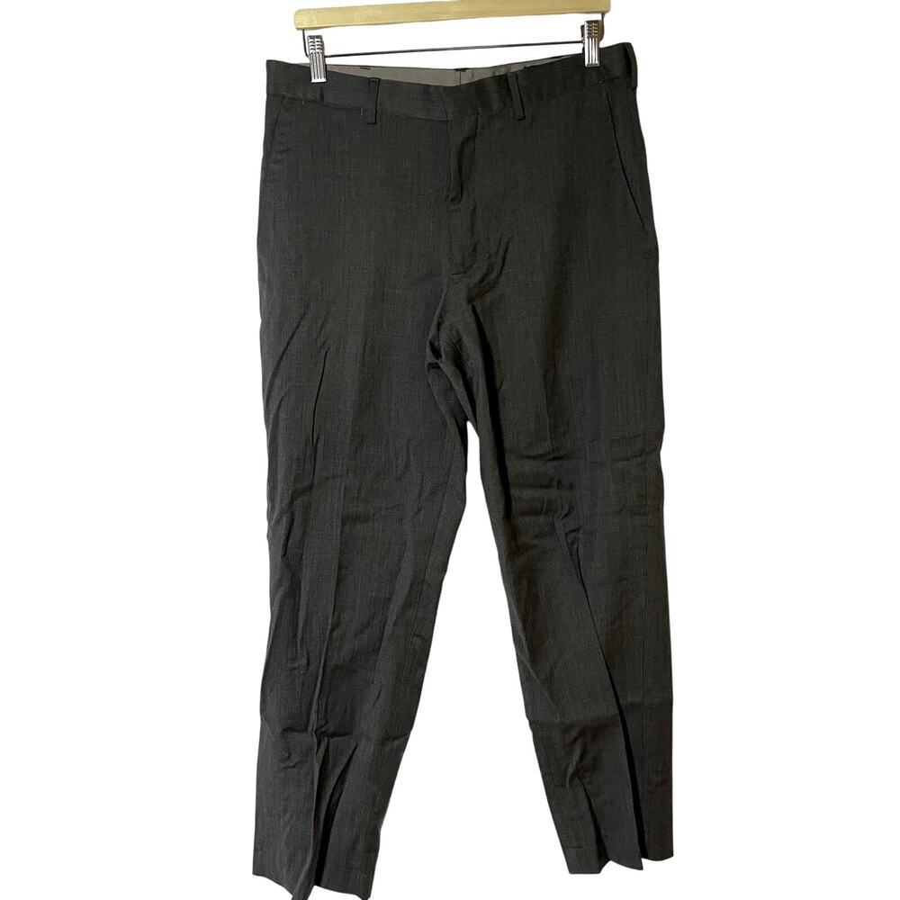 Lands' End classic clothing traditional fit men's 32 gray flat front trousers